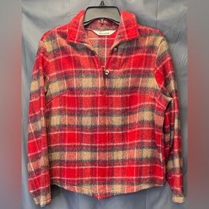 Jeanie Vintage 1960-70’s Red and Tan Plaid Preppy Pullover Size Large